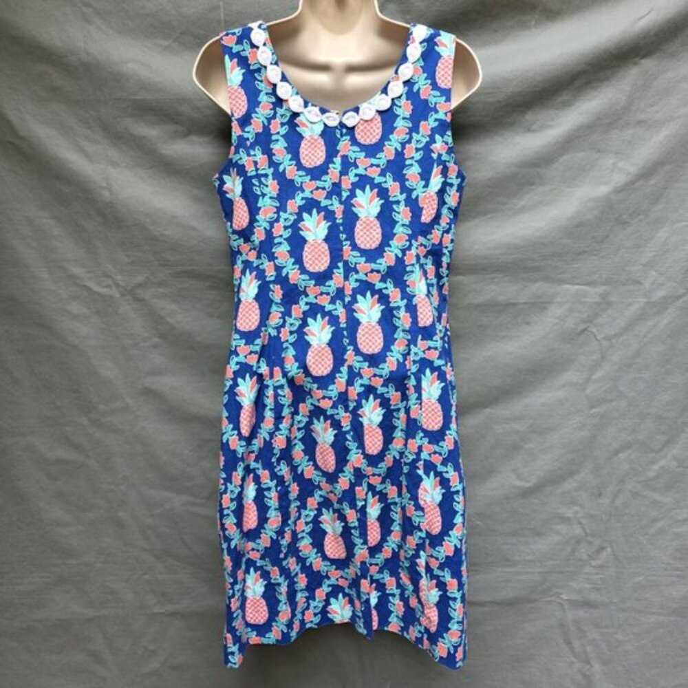 Crown & Ivy Womens US 6 Sleeveless Crochet Pineapple Tropical Sheath Shift Dress - Picture 3 of 6